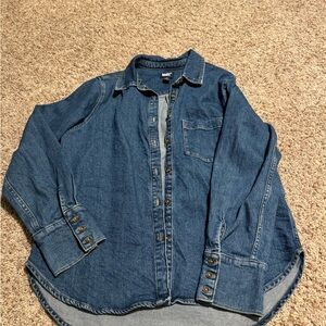 Lands' End Blue Denim Button Down Shirt